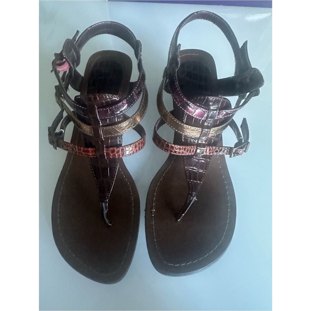 Madden Girl Whizz Croc Gladiator Sandals Brown Multi 7M - Picture 4 of 8